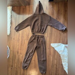 Brown Hoodie and Jogger Set